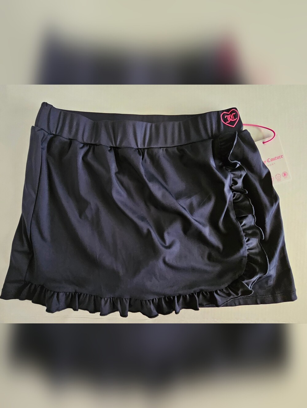 Juicy Couture Black/Deep Blue Mini Skort with Pink Heart Logo